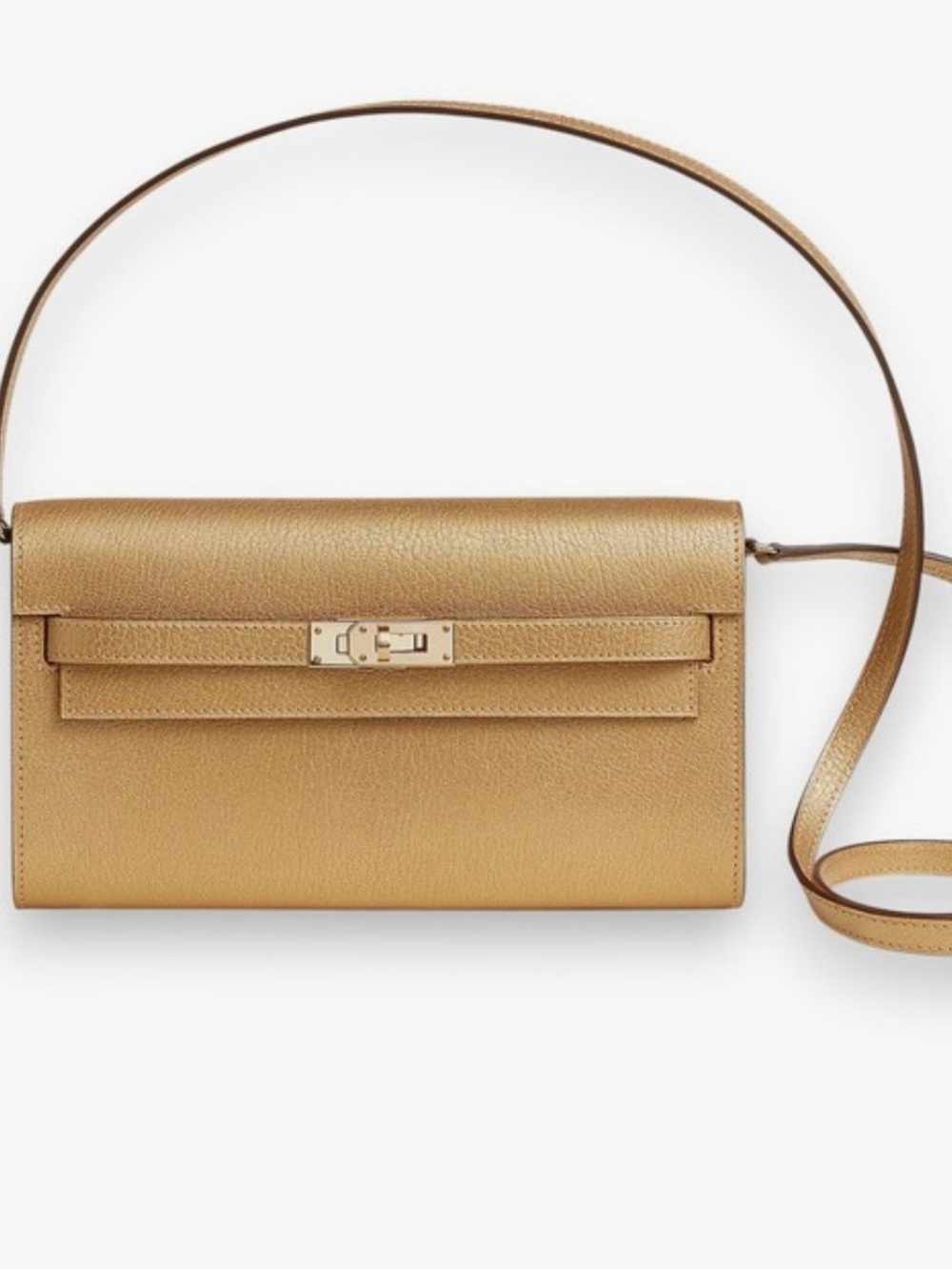 Hermes Kelly To Go metalic gold